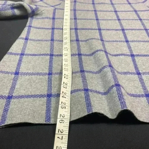 Cynthia Rowley woman’s 1X sweater tunic windowpane gray plaid with cuffed sleeve - Picture 5 of 9